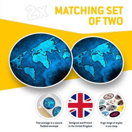 Vinyl Stickers (Set of 2) 10cm - World Map Earth Travel Decals for Laptops,Tablets,Luggage,Scrap Booking,Fridges, 3799