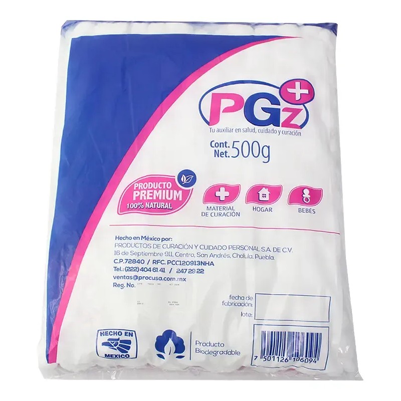 Bolsa De Algodón Premium En Torundas Marca Pgz 500g