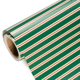 WRAPAHOLIC Christmas Wrapping Paper - Mini Roll - 17 Inch x 33 Feet - Elegant Red and Green Stripe Wrapping Paper for Christmas, Birthday, Wedding, Baby Shower