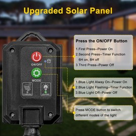 MERRIMAX M Solar String Lights Outdoor, 33ft 100 LED Solar Fairy Lights 8 Modes Waterproof Xmas Lights for Garden, Patio, Home, Party, Wedding, Holiday, Tree, Outdoor Decor (Warm White, 1 Pack)