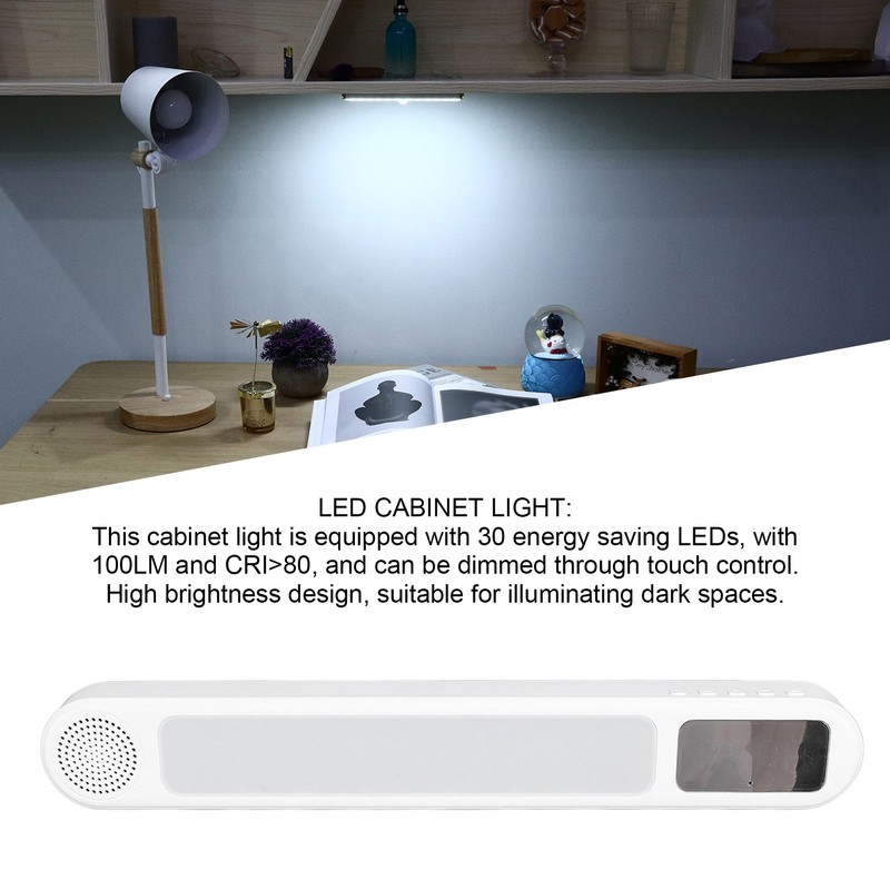 Smart LED Cabinet Light with Digital Clock and Speaker 3