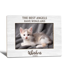 WTOGQ Pet Memorial Picture Frame, Dog Cat Pet Remembrance Bereavement Gifts, Cat Memorial Gifts for Loss of Cat, Cat Photo Frame 4x6, Dog Wooden Photo Picture Frames for Desk Tabletop Decor