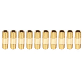 PATIKIL 1/4" x 1/4" NPT Male Brass Pipe Fitting Long Nipple, 5Pcs 2" Long Straight Pipe Fitting Connector Extender for Fuel, Air, Water, Oil, Gas System Connection, 1200PSI