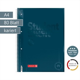 BRUNNEN College Notepad Premium Student Colour Code | A4, Line Style 28, 80 Sheets, Denim