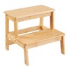 Bamboo Step Stools for Adults Kids, 2 Step Stool for
