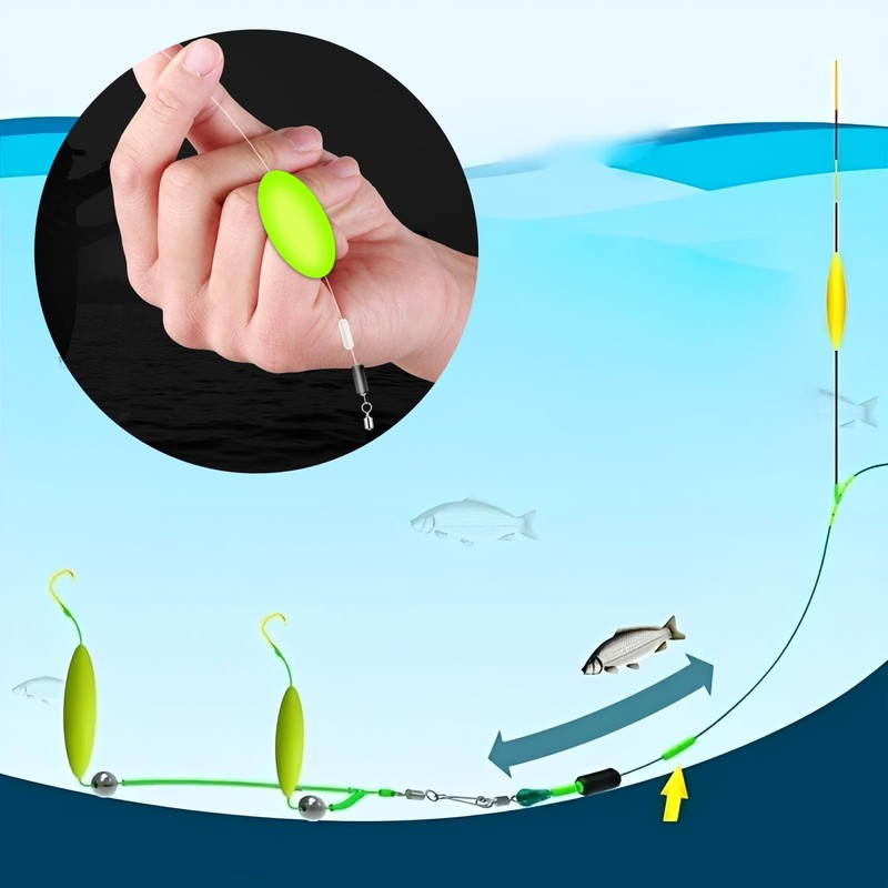 5PCS Double Reverse Fishing Hook Set,Double-Hook Reverse Bottom Rig,Anti Tangle