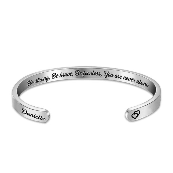 QueenCharms Personalized Bracelets,Engraved Custom Name Bracelets Cuff Inspirational Personalized Gifts