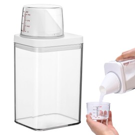 Wyvexa Luftdichter Waschmittelspender Mit Messbecher, 1000 ML Mehrzweck Waschpulverspender, Waschpulver Aufbewahrungsbox für Flüssigwaschmittel, Festwaschmittel