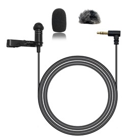 NewTH Lavalier Lapel Microphone Condenser Microphone Condenser Wired Laval Clip On Microphone for Rode GO II Wireless Pro for DJI Wireless Mic 2 (90 Degree 3.5mm TRS Plug for DJI