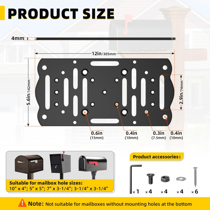 Dabolang Metal Mailbox Mounting Bracket,Post Mount Mailboxes Board,Mailbox Bracket for