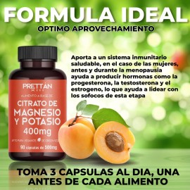 Citrato De Magnesio Y Potasio Prettan 90 Capsulas 500mg Sin Sabor
