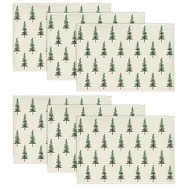 Artoid Mode Green Trees Christmas Placemats, Set of 6, 30 x 45 cm, Winter Place Mats, Washable Place Mats, Kitchen Party Decoration