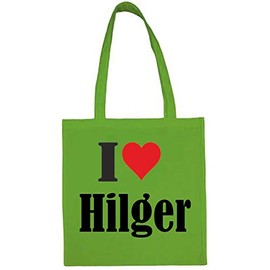 Reifen-Markt Tasche I Love Hilger Größe 38x42 Farbe Grün Druck Schwarz