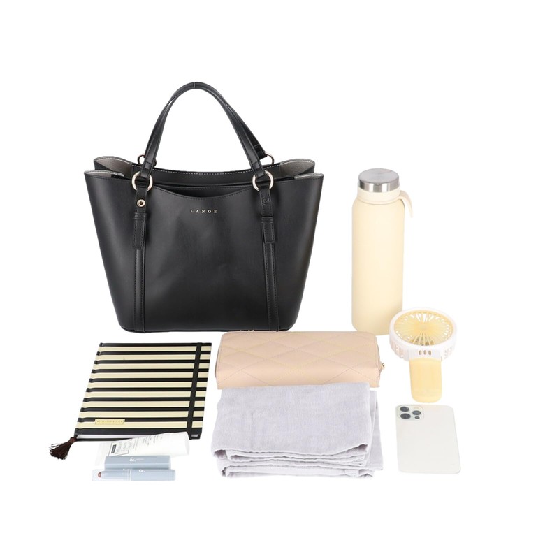 Lanoe 37585 Conan Handbag, Tote Bag, Shoulder Bag, 2-Way, Crossbody,