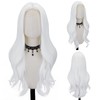 FREE BEAUTY Long White Wavy Wig for Women Middle Part
