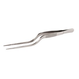 Paderno World Cuisine Stainless Steel Offset Culinary Tweezers, Gray