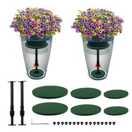 Axcoix 2 Pack Adjustable Height Plant Risers for Inside Pots, 12-21" Planter Inserts for Large Pots, Pot Fillers for Tall Square Round Taper Planters (6" 8" 10" Base or Top)