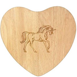 'Running Unicorn' Wooden Heart Shaped Chopping/Cutting Board (WB00045256)