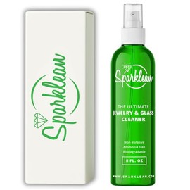SPARKLEAN JEWELRY CLEANER SOLUTION | PREMIUM JEWELRY CLEANER FOR ALL JEWELRY | Spray Natural Free of Toxins and Ammonia|Silver, Gold and Diamond Cleaner (8 0z)