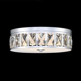 CJY CHENJINYAN 11" Crystal Farmhouse Drum Close to Ceiling Light Fixture LED Bulb 20W 3000K,Nickel Finish for Living Dining Room Bedroom Kitchen Island Hallway