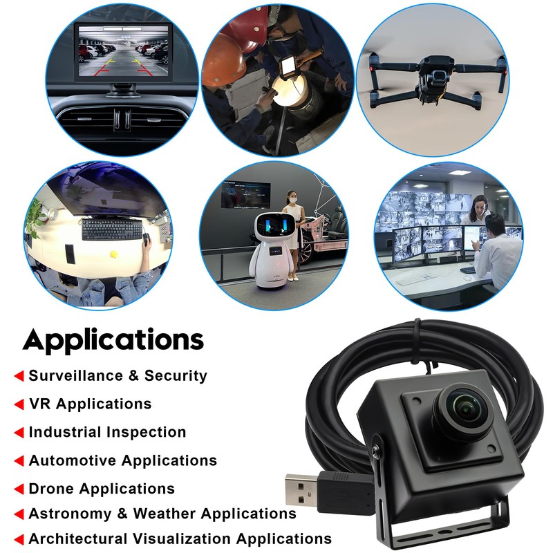 Svpro 5MP 30fps Fisheye USB Camera, 200° Ultra Wide Angle