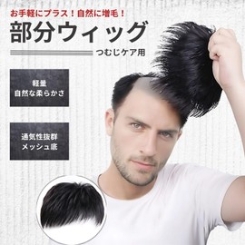Men's partial wig, anti-thinning, natural hair enhancement, thin hair hidden, hair whorl, cover, crown, volume, breathable, heat resistant, men's wig (short, 1, piece)