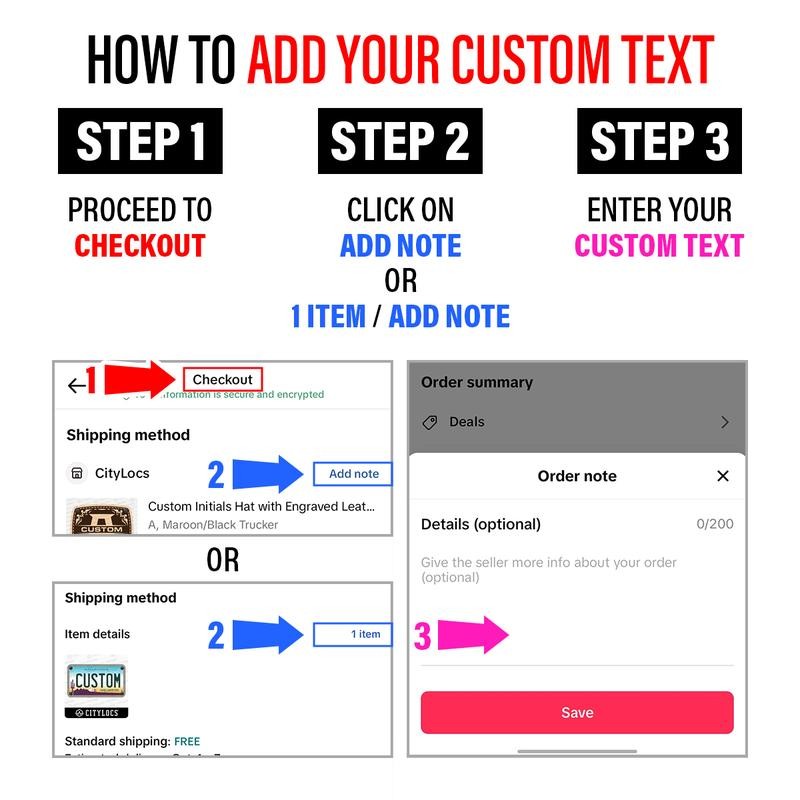 CityLocs Custom Initials Hat with Engraved Leather Patch - Letter:
