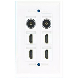 Wallplate City 6 Port 1 Gang Jack Face Cover Coupler 4 HD 2 TOSLINK Wall Plate