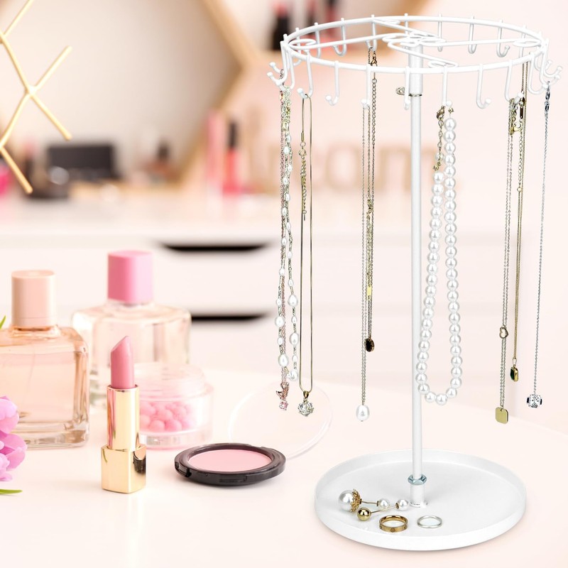 QWORK® Spinning Jewelry Tree Display Stand, Jewelry Organizer with 23