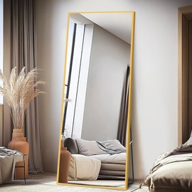 ABCHIOPQ Tall Full Body Mirror, 68''x 29'' With Gold Aluminum Alloy Frame, Floor Length Leaning Against Wall for Bedroom Decor, Women Dressing
