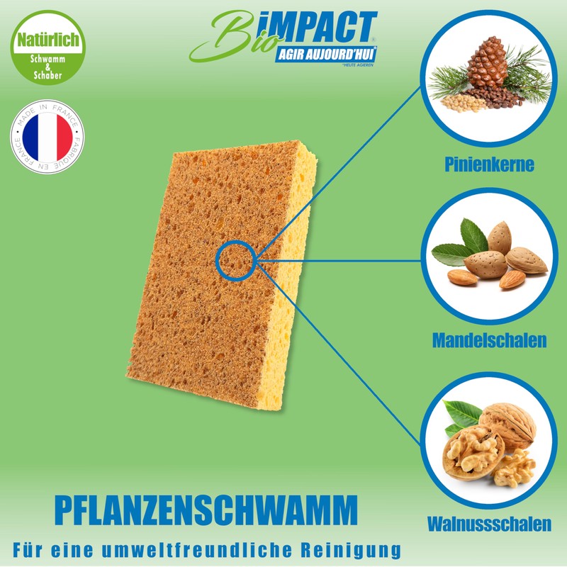 Spülschwamm, 4er-Set, wiederverwendbar, natürlich, kratzfreies Scheuern