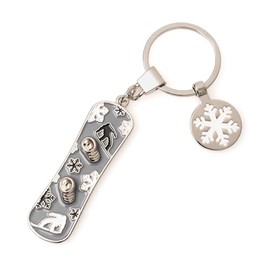 ARTÉ Snowboard with Medal, Suitable for Engraving, Keyring Made of Polished Metal Rustproof 7062E, Silver/Black, Without Size, Silver / black