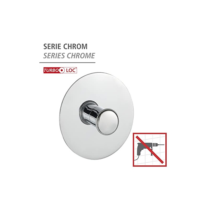 WENKO Turbo-Loc® crochet mural - fixer sans percer, Acier, 6