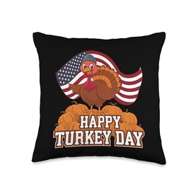 Thanksgiving Turkey Happy Turkey Day Thanksgiving Turkey Throw Pillow