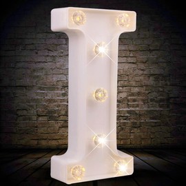 Obrecis White LED Marquee Letter Lights, Diamond Bulb Marquee Light Up Letters for Christmas Wedding Decorations, Lighted Letter Sign Night Light for Girls Bedroom Birthday Party Wall Decor-I