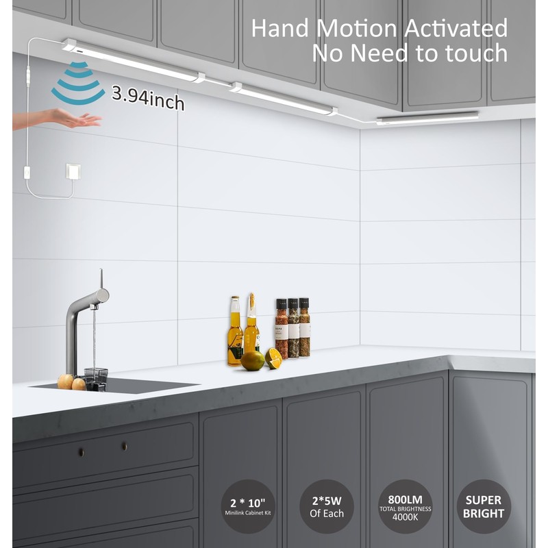 Leetdud Under Cabinet Lighting Plug in with Hand Wave Sensor