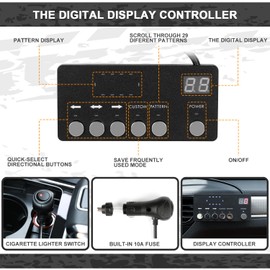 RONSTA Emergency LED Roof Top Strobe Flashing Light Bar, Amber 42 LED Warning Safety Flashing Lights with Magnetic & Controller and 16 ft Straight Cord for Vehicle Forklift Rooftop (Amber/White)