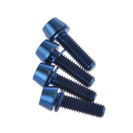 Dingtai チタン合金の自転車ブレーキブレーキテーパーキャップボルトM6x18 /20mm 4本入 (M6x20mm, 青)