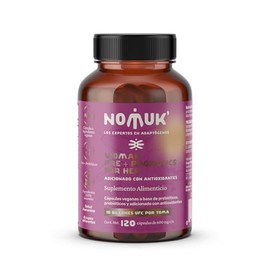 NOMUK Prebioticos y Probioticos Femeninos con Antioxidantes Naturales 7 Cepas + Inulina de Agave 10 Billones UFC Bienestar Digestivo e Íntimo 120 Cápsulas Veganas Sin Lactosa Gluten ni GMO Apto Keto