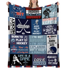 Hockey Gifts for Boys Girls, Hockey Blanket 50x60 Inch Boys Hockey Gifts Cozy Throw Blanket Hockey Gifts for Men Hockey Mom Dad Gifts