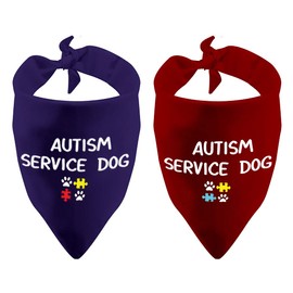 2 Pack Autism Service Dog Dog Bandanas Dog Bandana Autism Gift Rescue Dog Bandanas (Autism Service Dog 2 Pack)