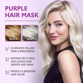 KOEC Purple Collagen Hair Mask Deep Repair for Damaged Hair Hydrating and Moisturizing Formula Neutralizes Brassy Tones for Blond Silver and Dyed Hair 8.82oz 250ml