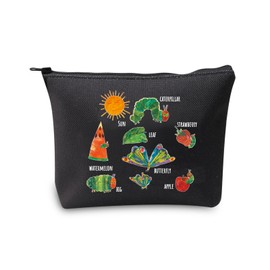 JXGZSO Hungry Caterpillar Makeup Bag Rainbow Caterpillar Cosmetic Bag Caterpillar Inspired Gift Bookworm Gift, Rainbow Caterpillar Black, Fashion