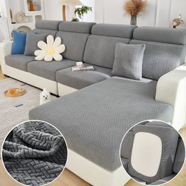 MAOILY Soothing Home Sofa Covers, Sofa Hero Covers for Couch, Couch Cushion Covers, Sofa Covers Washable Sectional Couchs Covers Stretch Slipcovers for Pets (Medium Gray,Large Single Seat Cover)