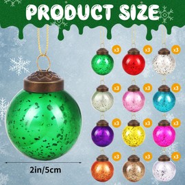 36 Pcs Christmas Multicolor Mercury Glass Ornaments Vintage Style Glass Ball Hanging Decorations Christmas Glass Decor for Home Xmas Tree Wedding Holiday Party Decor DIY Craft, 2" Diameter