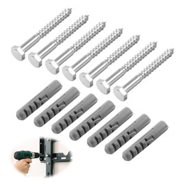 Heavy Duty Wall Anchor Screws and Plugs Set 8x70mm Coach Screws with 12x60mm Expansion Plastic Plugs for TV Mounts, Water Heaters & Stone Masonry for Brick Wall Pack of 7 (M8)