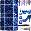 22000pcs Resin Flatback Rhinestones for Crafting, Black Bottom Blue AB
