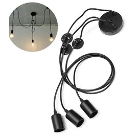 JKLcom 3 Heads Pendant Lamp Lighting Vintage Edison Triple Heads Adjustable DIY Ceiling Spider Lamp E27 Edison Bulb Hanging Chandelier Light Modern Chic Pendant Lighting for Dinning Living Room Bar
