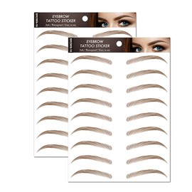 Yesallwas 4D Eyebrow Tattoo Sticker 18-Pairs False Eyebrows Long Lasting Waterproof Makeup Eyebrow Transfers Stickers for Women Lady 2 Sheets (BROWN-16)