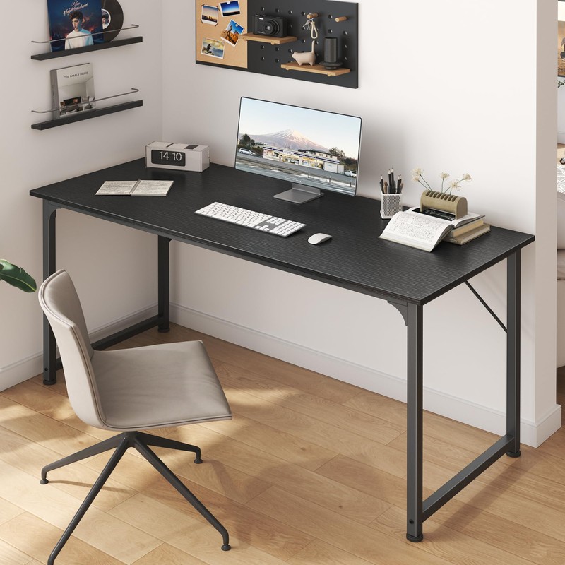 Huuger Computer Desk, 55 Inch Office Desk, Gaming Desk with